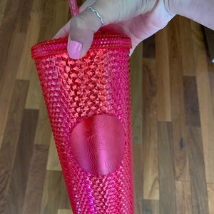 NWOT! HOT PINK BLING STUDDED STARBUCKS TUMBLER